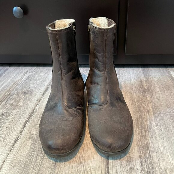 UGG Ramos Brown Ankle Boots, Water Resistant Leather + Shearling, Women's US 6.5 - Picture 6 of 11